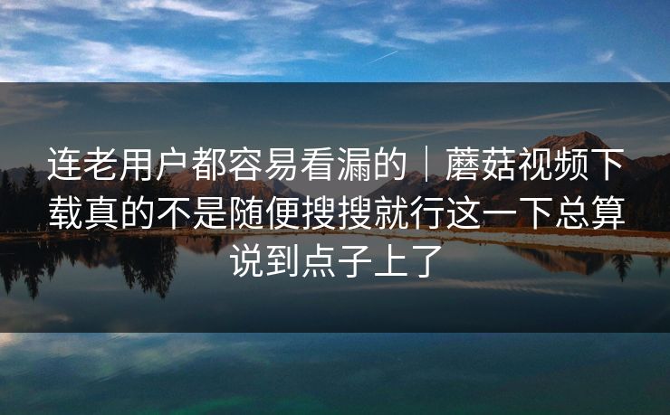 连老用户都容易看漏的｜蘑菇视频下载真的不是随便搜搜就行这一下总算说到点子上了