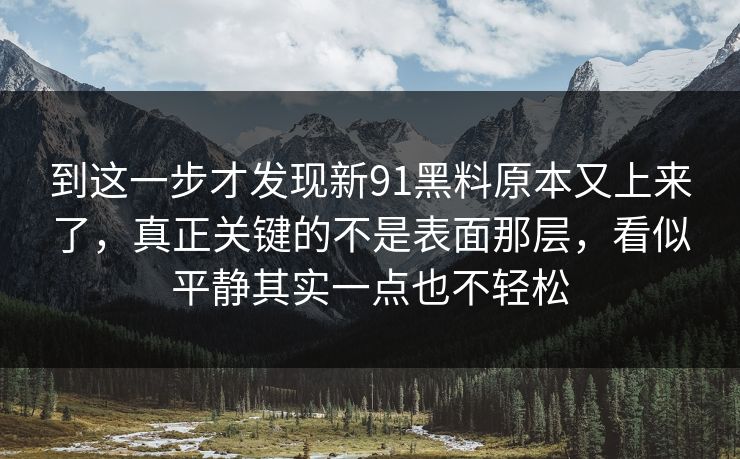 到这一步才发现新91黑料原本又上来了，真正关键的不是表面那层，看似平静其实一点也不轻松