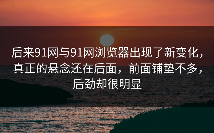 后来91网与91网浏览器出现了新变化，真正的悬念还在后面，前面铺垫不多，后劲却很明显