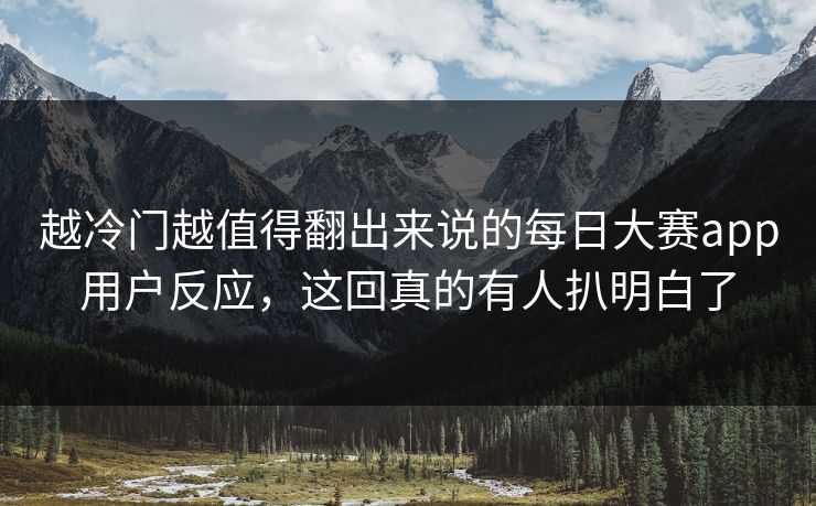越冷门越值得翻出来说的每日大赛app用户反应，这回真的有人扒明白了