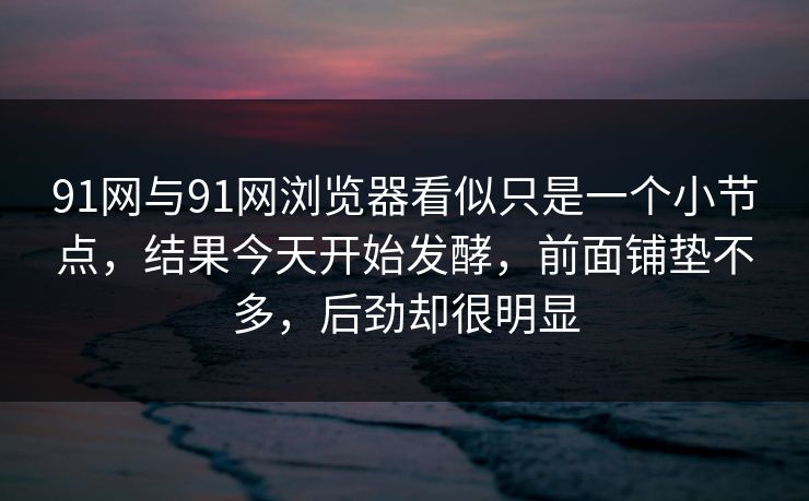 91网与91网浏览器看似只是一个小节点，结果今天开始发酵，前面铺垫不多，后劲却很明显