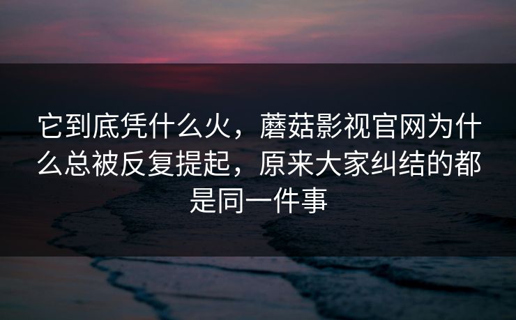 它到底凭什么火，蘑菇影视官网为什么总被反复提起，原来大家纠结的都是同一件事