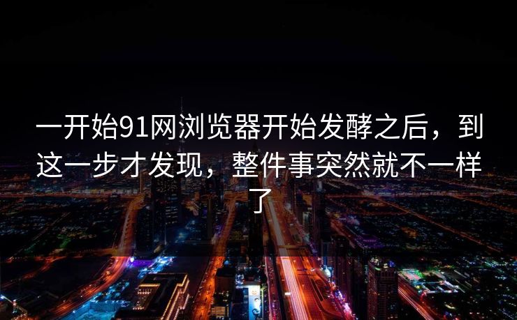 一开始91网浏览器开始发酵之后，到这一步才发现，整件事突然就不一样了