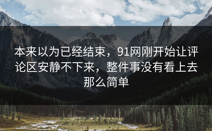 本来以为已经结束，91网刚开始让评论区安静不下来，整件事没有看上去那么简单