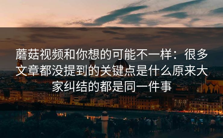 蘑菇视频和你想的可能不一样:很多文章都没提到的关键点是什么原来大家纠结的都是同一件事 蘑菇视频和你想的可能不一样:很多文章都没提到的关键点是什么原来大家纠结的都是同一件事